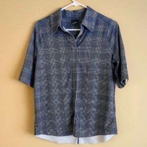 Small Belyn Key Blue And White Shirt Top Activewear Athletic Golf Plaid